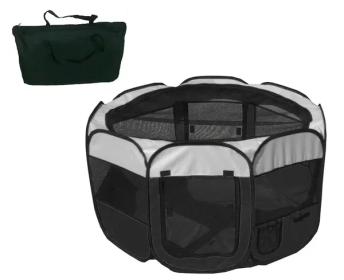 Lightweight Easy Folding Wire-Framed Collapsible Playpen (Color2: Black/Grey, Size: Medium)