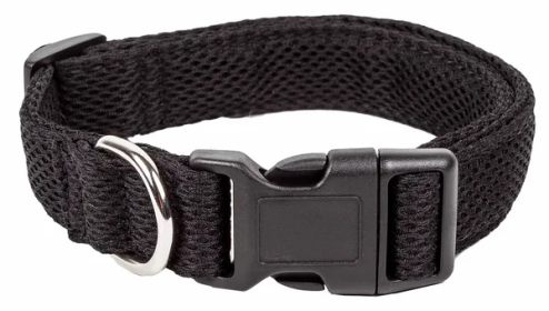 Adjustable Breathable Mesh Flat Dog Collars (Color: Black, Size: Small)