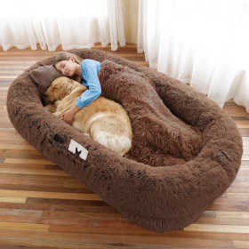 Orthopedic Human Dog Bed (Color: Coffee, Size: 6X-Large (71" L x 45" W x 12" H))