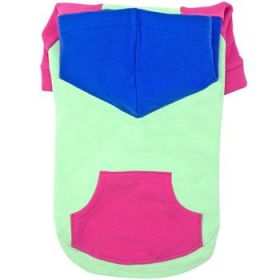 Dog Hoodies Color-Block (Color: Pink on Mint, Size: Small)