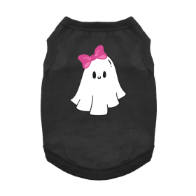Cute Ghost with Bow Dog Shirt - Jet Black (Size: X-Small)