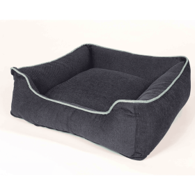 Chenille Lounger Bolstered Dog Beds (Color: Blue/Grey, Size: X-Small)