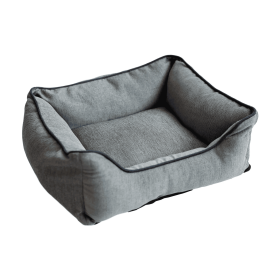 Chenille Lounger Bolstered Dog Beds (Color: Grey/Blue, Size: X-Small)