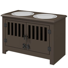 Elevated Dog Bowls with Stylish Storage Cabinet (Color: Espresso)
