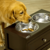 Large Elevated Dog Bowls with Storage Drawer