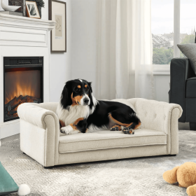 Modern and Fashionable Sofa Dog Beds (Color: Beige)
