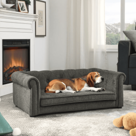 Modern and Fashionable Sofa Dog Beds (Color: Dark Gray)