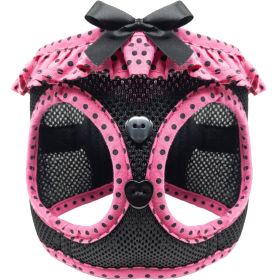 Choke Free Step-In Dog Harnesses - Polka Dot Collection (Color: Hot Pink and Black Polka Dot, Size: Small)