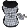 Black and White Houndstooth Dog Coat with Leash