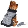 Black and White Houndstooth Dog Coat with Leash