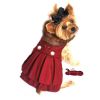 Wool Fur-Trimmed Dog Coat with Leash - Burgundy