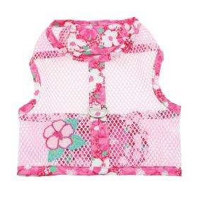 Cool Mesh Chest Strap Dog Harnesses with Leash (Color: Hawaiian Hibiscus Pink, Size: Small)