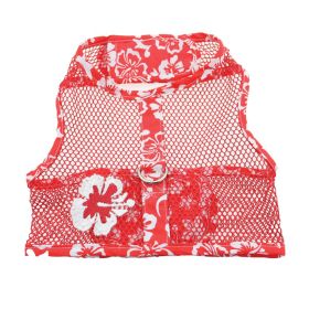 Cool Mesh Chest Strap Dog Harnesses with Leash (Color: Hawaiian Hibiscus Red, Size: Small)