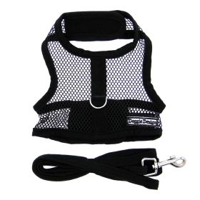 Cool Mesh Chest Strap Dog Harnesses with Leash (Color: Solid Black, Size: Small)