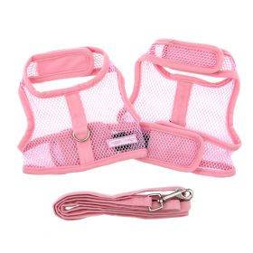Cool Mesh Chest Strap Dog Harnesses with Leash (Color: Solid Pink, Size: Small)