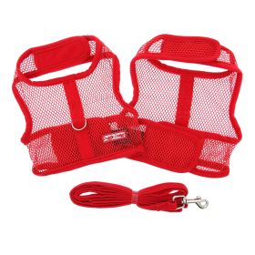 Cool Mesh Chest Strap Dog Harnesses with Leash (Color: Solid Red, Size: Small)