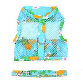 Cool Mesh Chest Strap Dog Harnesses with Leash (Color: Pineapple Luau, Size: Small)