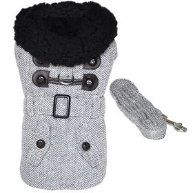 Herringbone Dog Coat and Matching Leash (Size: Small)