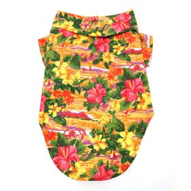 Hawaiian Camp Dog Shirts (Color: Sunset Hibiscus, Size: Small)