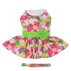 Pink Hawaiian Floral Dog Dresses with Matching Leash
