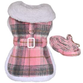 Sherpa-Lined Dog Coats (Color: Pink & White Plaid, Size: Small)