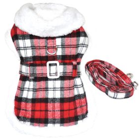 Sherpa-Lined Dog Coats (Color: Red & White Plaid, Size: Small)
