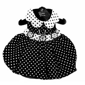 Polka Dot Dog Dress - Black and White (Color: Black and White, Size: Small)