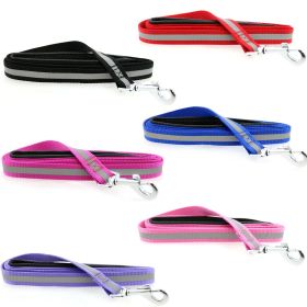 Nylon Reflective Flat Dog Leash (Color: Raspberry Pink, Size: 5ft)