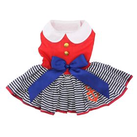 Sailor Girl Dog Dress with Matching Leash (Size: Small)