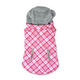 Weekender Sweatshirt Dog Hoodies (Color: Pink & White Plaid, Size: Small)