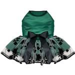 Green and Black Satin Dog Dress (Size: Small)
