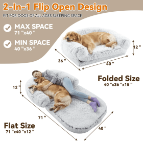 Foldable Orthopedic Human Dog Beds (Color: Grey)