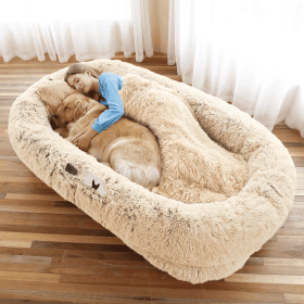 Orthopedic Human Dog Bed (Color: Beige, Size: 5X-Large (63" L × 31.4" W × 9.5" H))