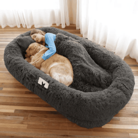 Orthopedic Human Dog Bed (Color: Dark Grey, Size: 5X-Large (63" L × 31.4" W × 9.5" H))