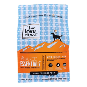 I And Love And You - Dry Adult Dog Food  -  4 x 4 Lb Bags (Flavours: Chicken and Duck)