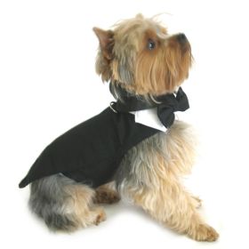 Black Tuxedo Harness Dog Walking Set with Bow Tie (Size: Small)