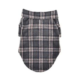 Flannel Dog Shirt - Dark Gray and Pink Plaid (Size: Small)