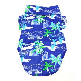 Hawaiian Camp Dog Shirts - Ocean Blue and Palms (Size: Small)