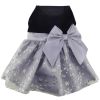 Holiday Dog Dress - Black Velvet with Gray Snowflakes