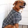 Flannel Dog Shirt - Dark Gray and Pink Plaid