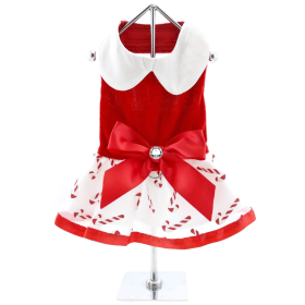 Holiday Dog Dress (Color: Candy Canes, Size: Small)