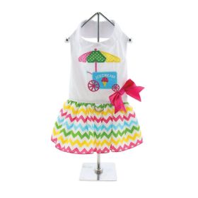 Ice Cream Cart Dog Dress with Matching Leash (Size: Small)