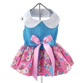 Pink and Blue Plumeria Floral Dog Dress (Size: Small)