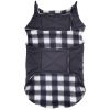 Reversible Fleece Lined Puffer Coats for Dogs - Black and White Plaid