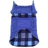 Reversible Fleece Lined Puffer Coats for Dogs - Blue Plaid
