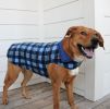Reversible Fleece Lined Puffer Coats for Dogs - Blue Plaid