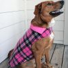 Reversible Fleece Lined Puffer Coats for Dogs - Pink Plaid
