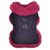 Sherpa-Lined Dog Coat - Black & Burgundy Dots