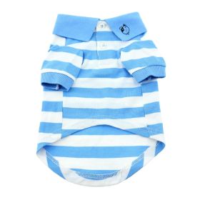 Striped Polo Dog Shirts (Color: Blue Niagara and White, Size: Medium)