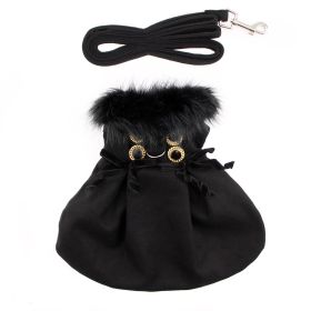 Wool Fur-Trimmed Coats for Dogs - Black (Size: Small)